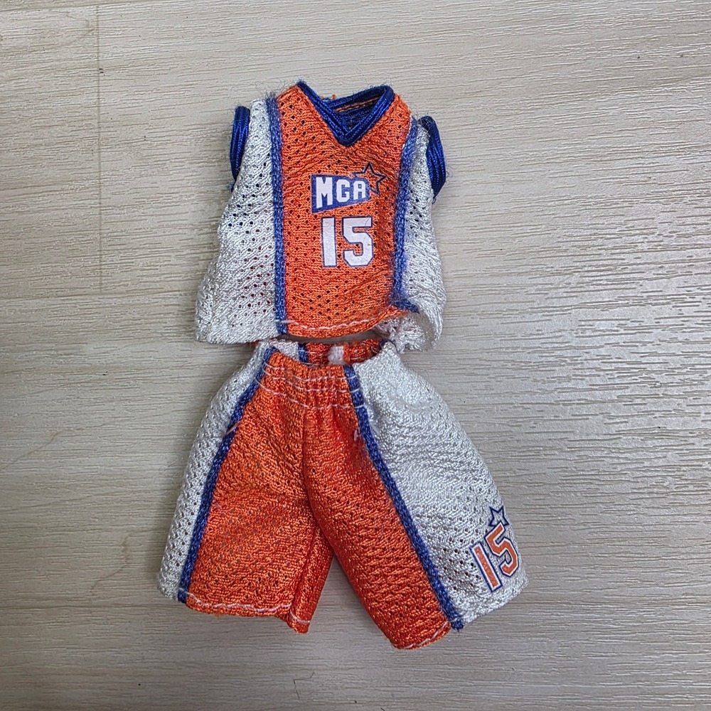 MGA Bratz Boyz Doll Basketball Outfit Orange White Mesh Jersey Shorts 15